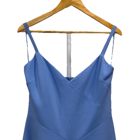 OSCAR DE LA RENTA Dress Blue Midi Wool Asymmetric Size 10 Elegant Formal NWT - Picture 6 of 13